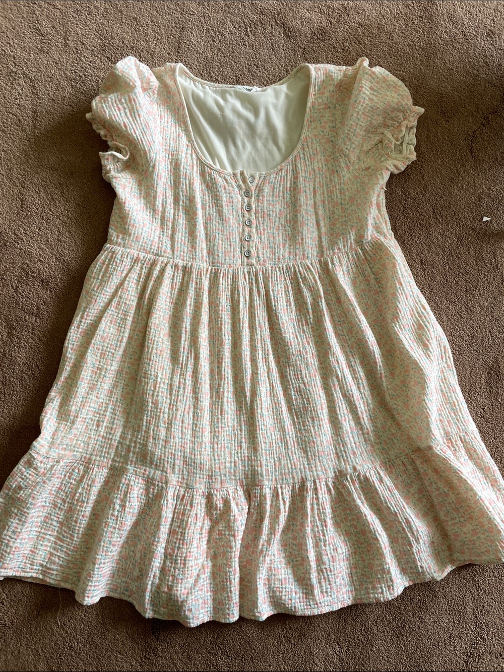 Pinkblush Maternity/Nursing Dress Cream Dress with Pink Floral Trim